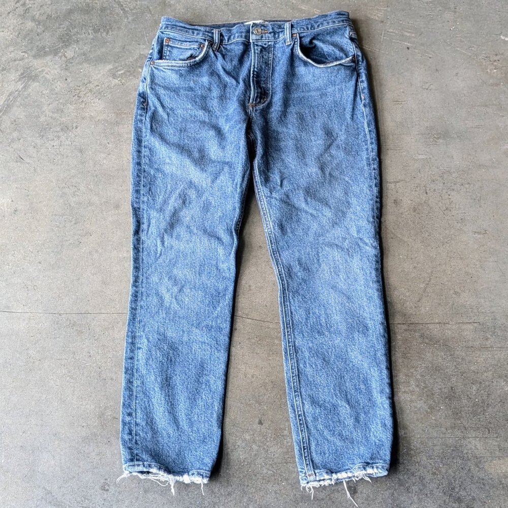 Agolde Willow Mid-Rise Slim Crop Jean Blue Denim size 29